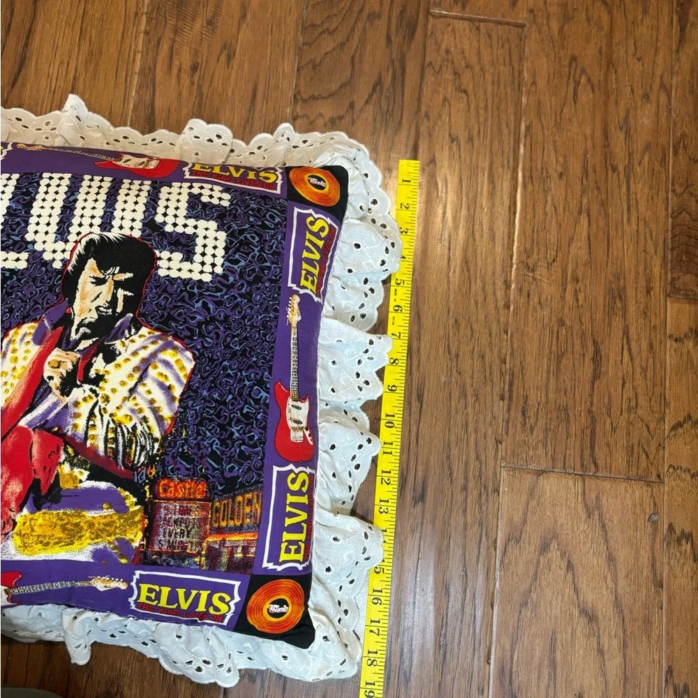 Vintage Elvis Presley Decorative Pillow Lace Ruffle Trim Double sided Handmade
